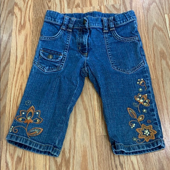 embroidered denim capris